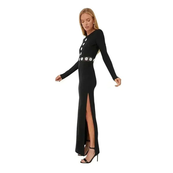 Staud Asher Long Sleeve Maxi Dress Black Size Small - Picture 2 of 9